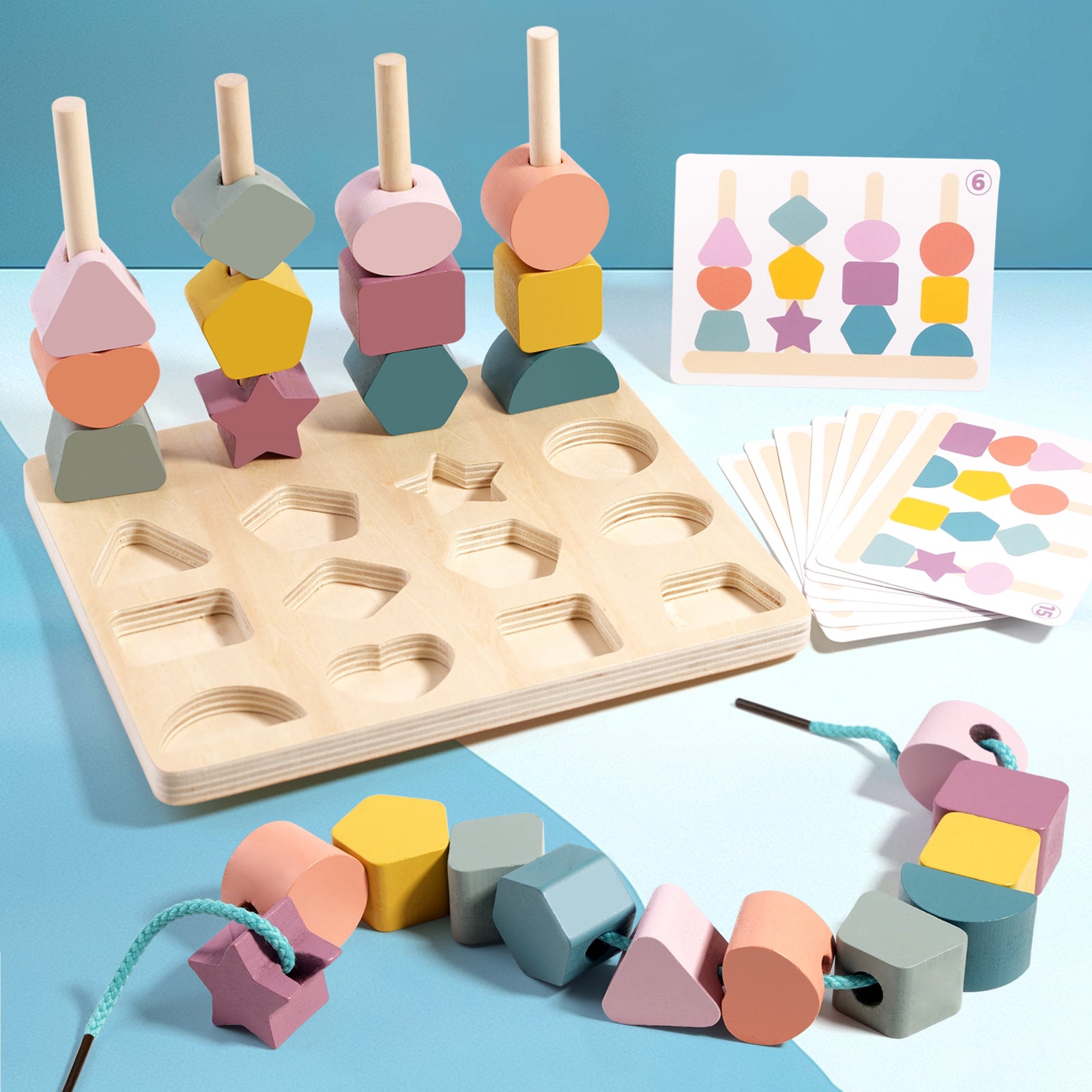 Children's Wooden Geometric Shape Matching Board