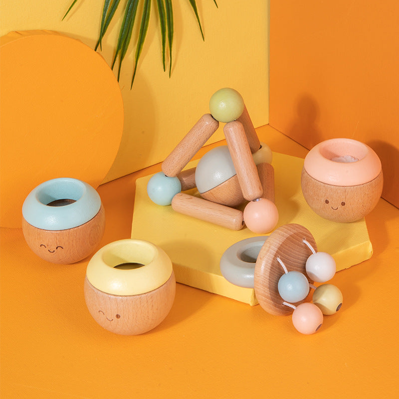 Wooden Sensory Touch Toys - 5-Piece Early Education Set for Babies
