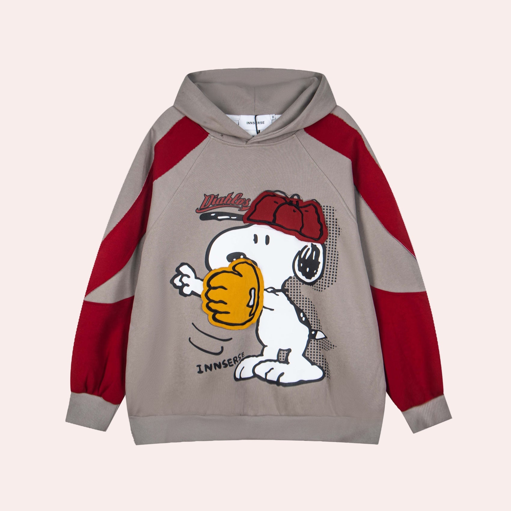 Retro Snoopy Cartoon Print Color Block Hooded Sweatshirt