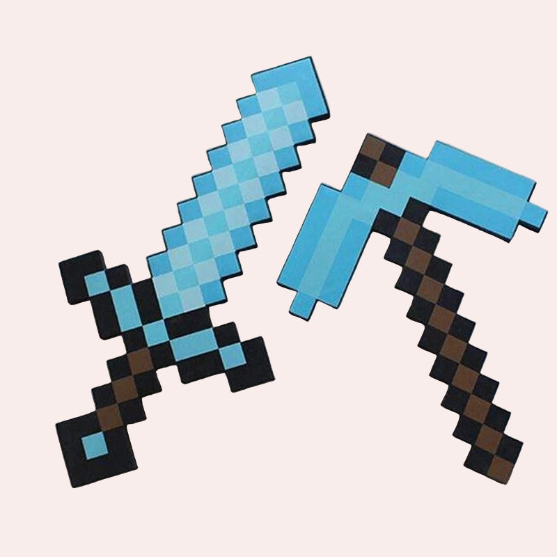 Minecraft-Inspired Soft EVA Foam Diamond Sword or Pickaxe