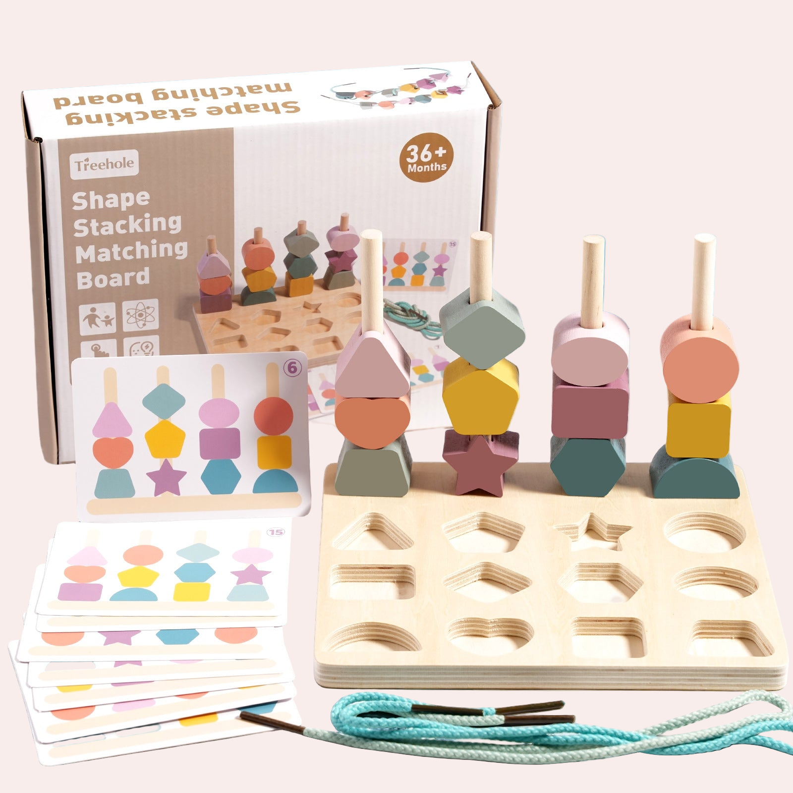 Children's Wooden Geometric Shape Matching Board