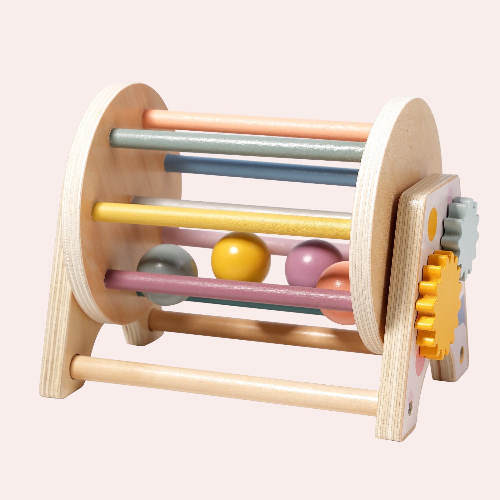 3-in-1 Desktop Wooden Rolling Drum – Montessori Educational Toy
