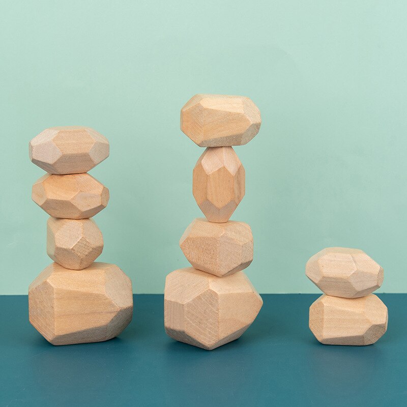 Children’s Wooden Colored Stone Jenga Building Blocks