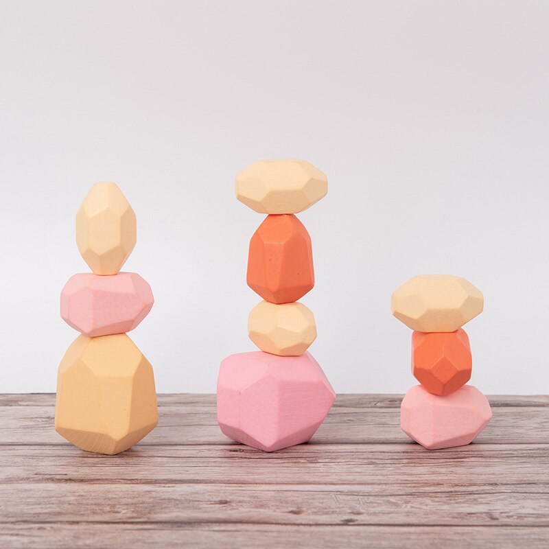 Children’s Wooden Colored Stone Jenga Building Blocks
