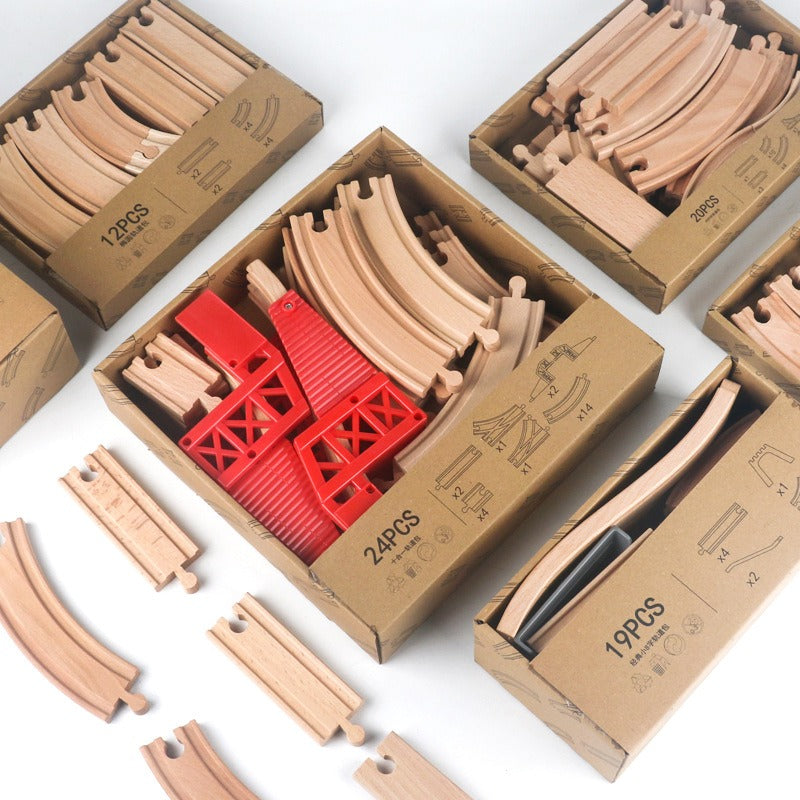 Wooden Train Track Set - Montessori Educational Toy