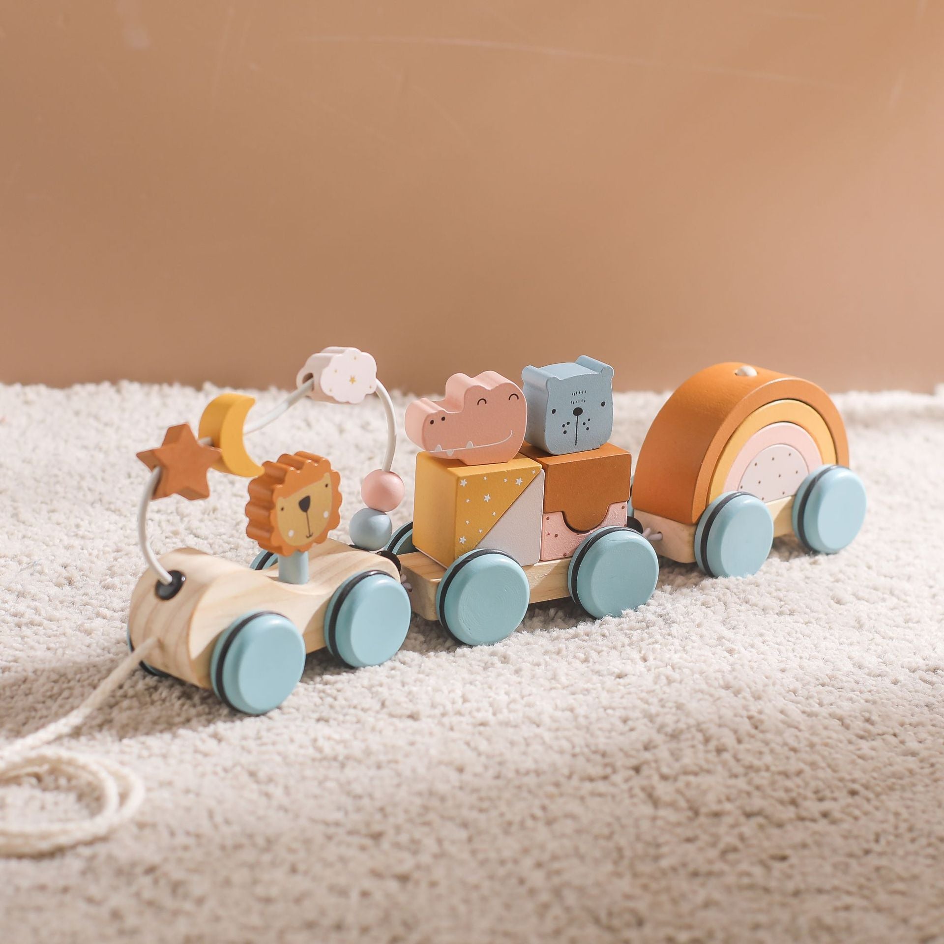 Wooden Train Birthday Toy - Montessori Educational Learning Tool