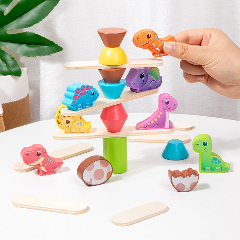 Children's Wooden Dinosaur Animal Stacking Music Balance Building Blocks