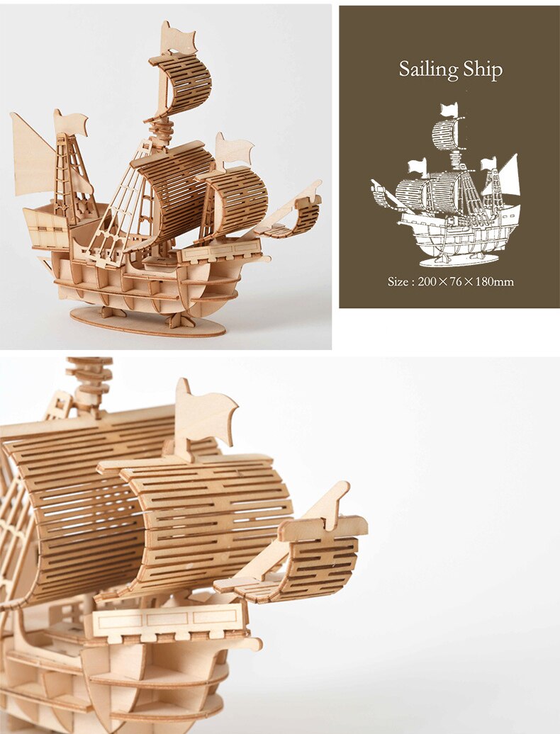 Sailing Ship 3D Wooden Puzzle Model Kit