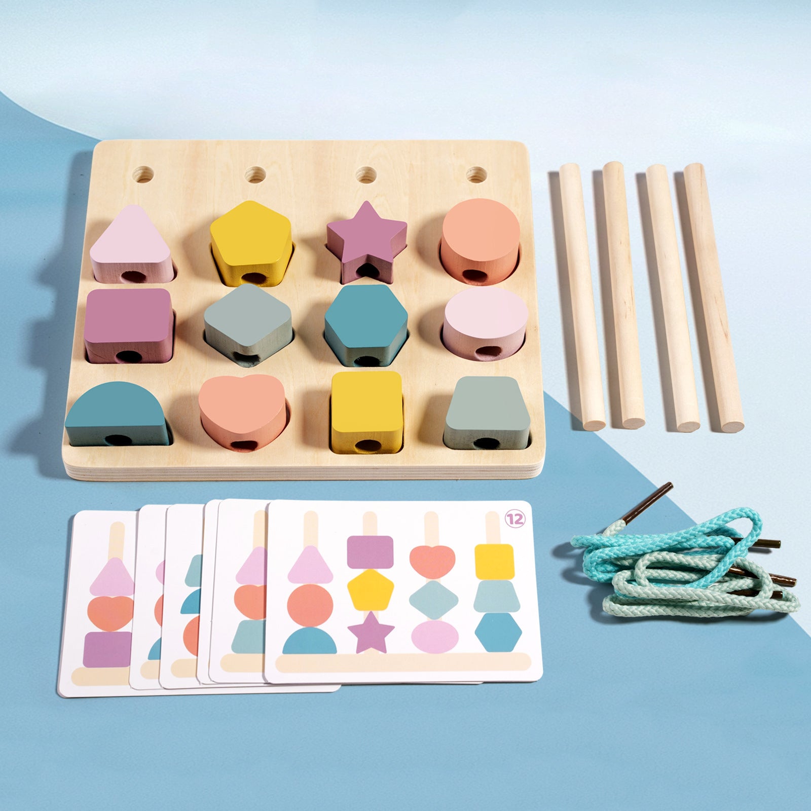 Children's Wooden Geometric Shape Matching Board