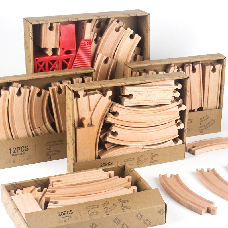 Wooden Train Track Set - Montessori Educational Toy