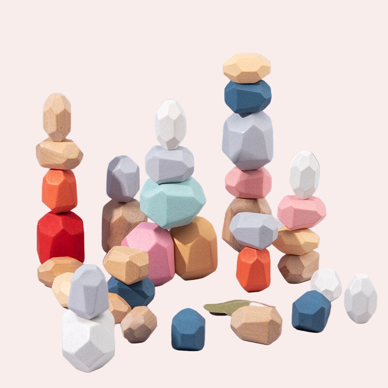 Children’s Wooden Colored Stone Jenga Building Blocks