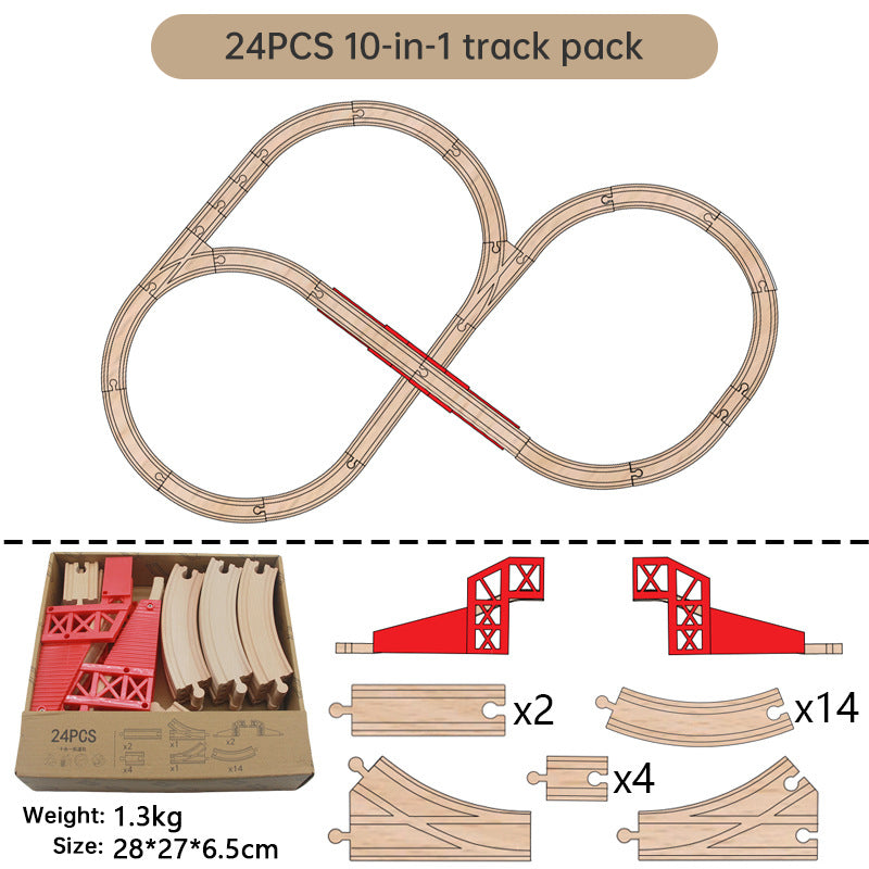 Wooden Train Track Set - Montessori Educational Toy