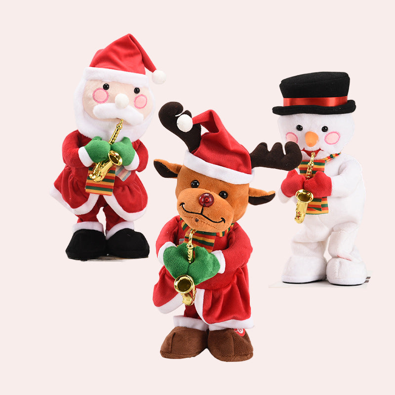Christmas Electric Singing Plush Toy - Saxophone Playing Elk & Snowman