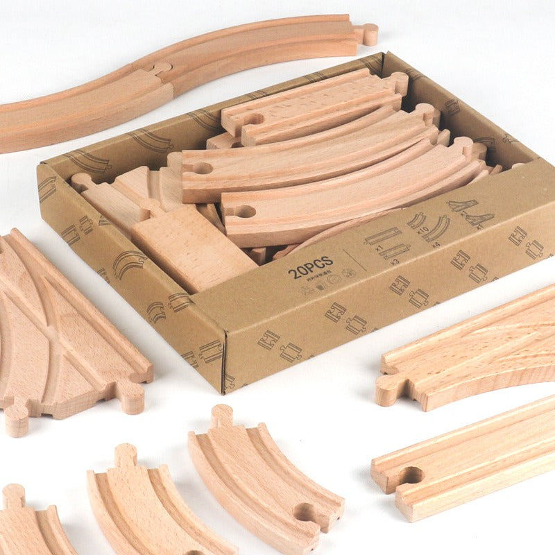 Wooden Train Track Set - Montessori Educational Toy