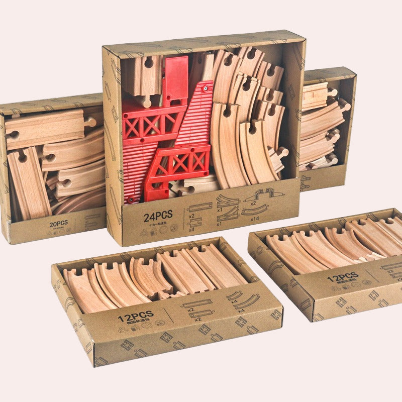 Wooden Train Track Set - Montessori Educational Toy