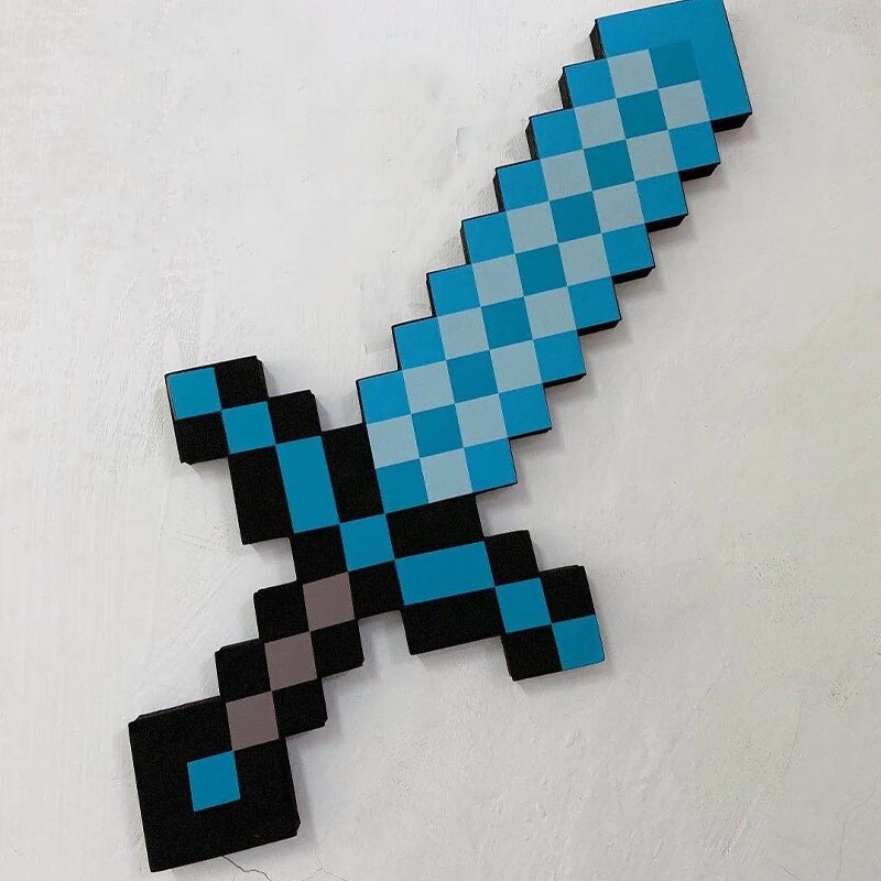 Minecraft-Inspired Soft EVA Foam Diamond Sword or Pickaxe