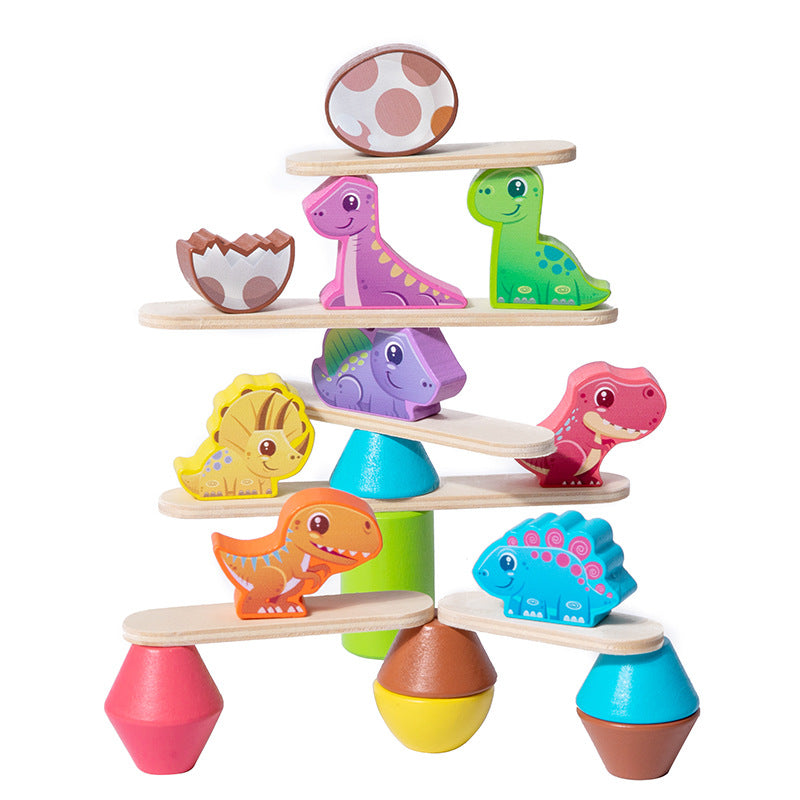Children's Wooden Dinosaur Animal Stacking Music Balance Building Blocks