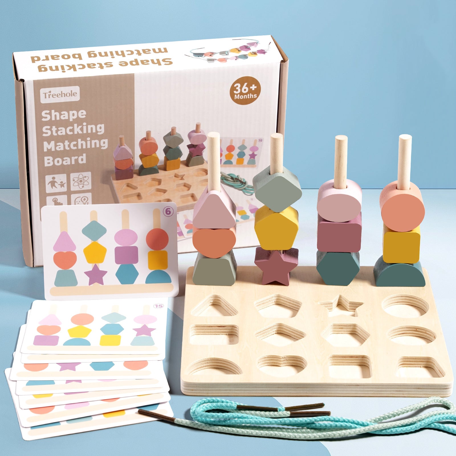 Children's Wooden Geometric Shape Matching Board