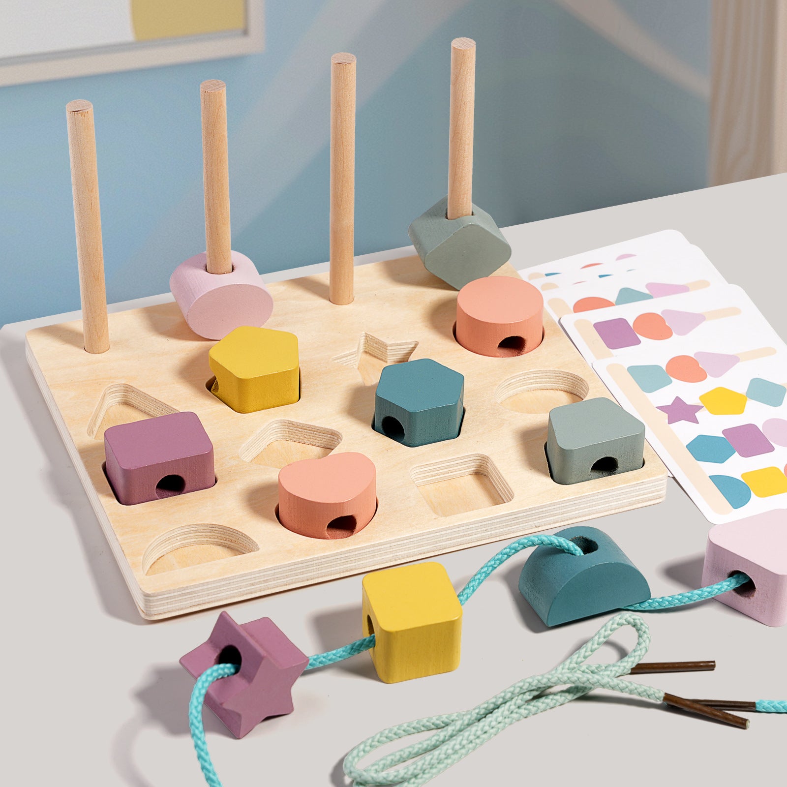 Children's Wooden Geometric Shape Matching Board