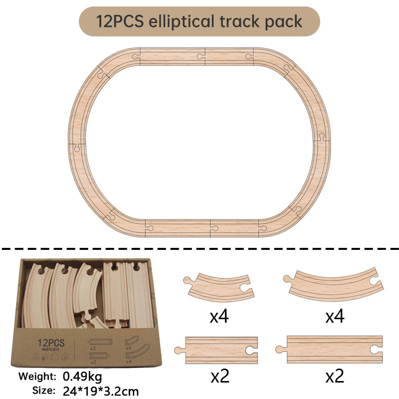Wooden Train Track Set - Montessori Educational Toy