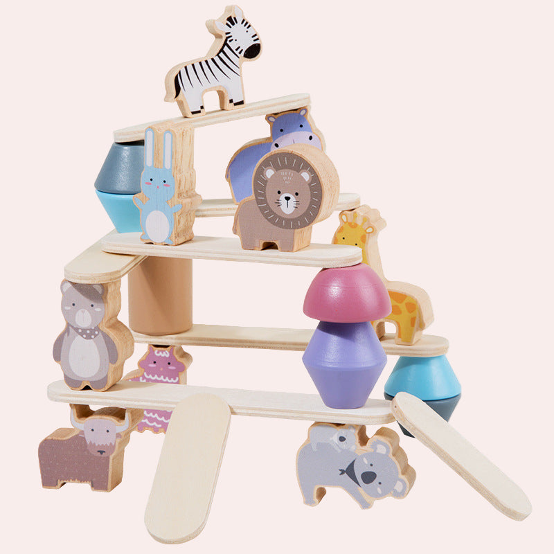Children's Wooden Dinosaur Animal Stacking Music Balance Building Blocks