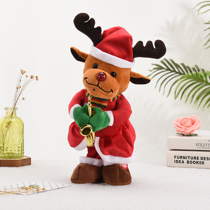 Christmas Electric Singing Plush Toy - Saxophone Playing Elk & Snowman