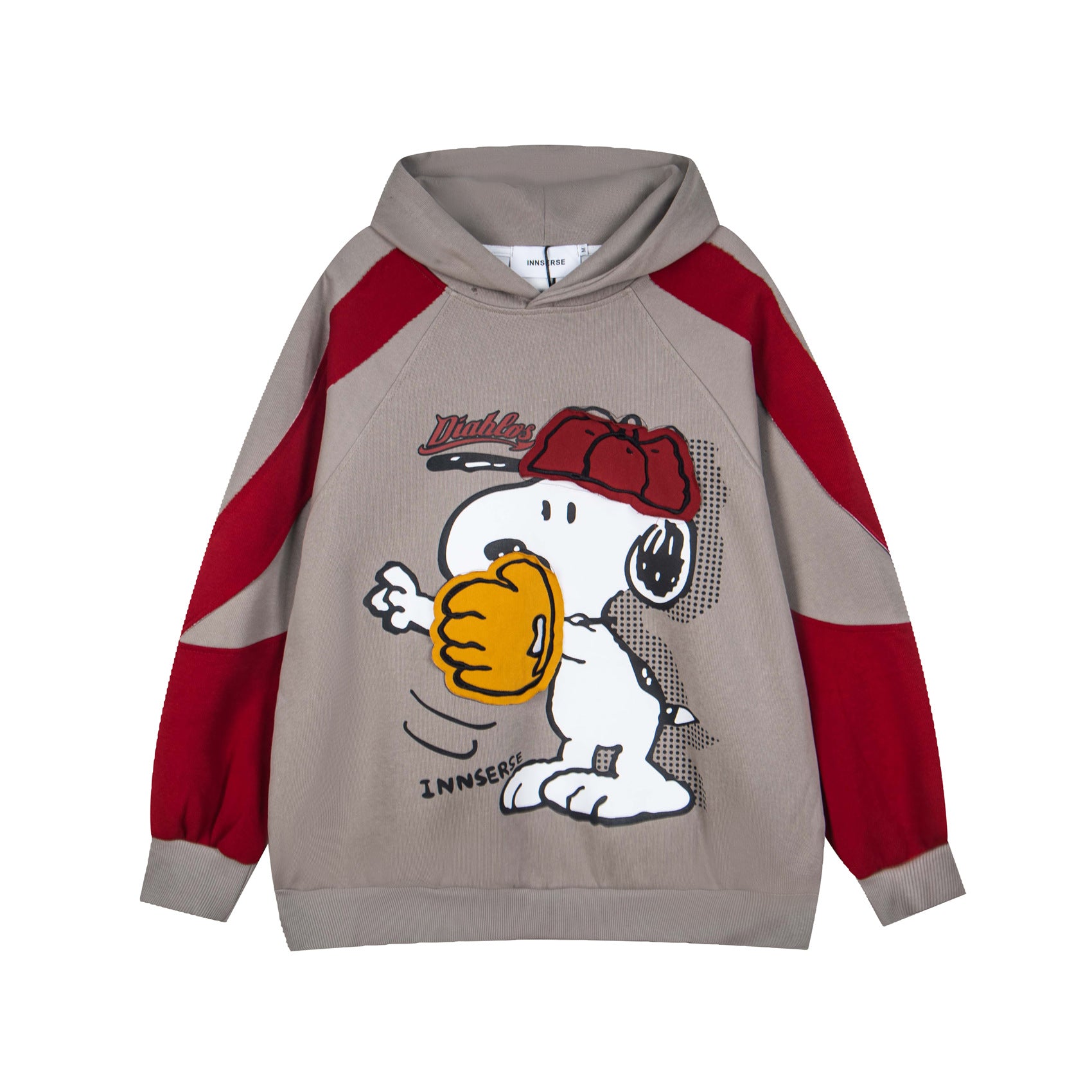 Retro Snoopy Cartoon Print Color Block Hooded Sweatshirt