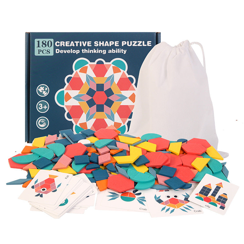 180-Piece Wooden Tangram Puzzle