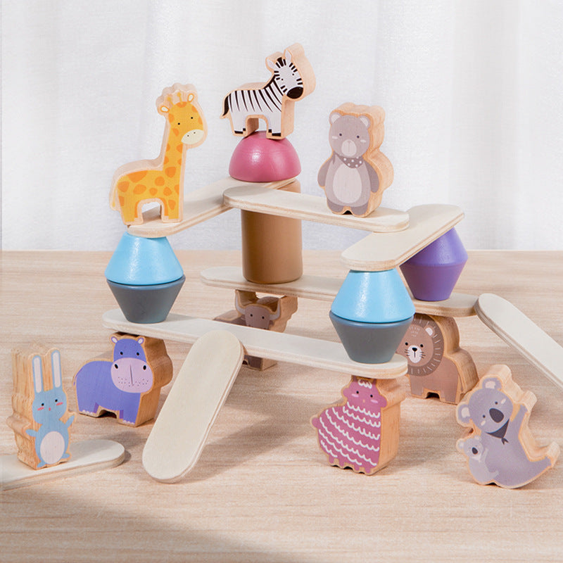 Children's Wooden Dinosaur Animal Stacking Music Balance Building Blocks