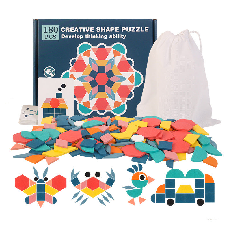 180-Piece Wooden Tangram Puzzle